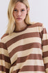 T-SHIRT MANGA LONGA LISTRADO CARAMELO